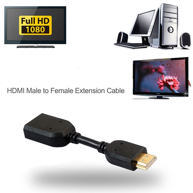 10cm HDMI 19 Pin Male to HDMI 19 Pin Female (AM-AF) Connector Adapter Cable(Black) -  by buy2fix | Online Shopping UK | buy2fix