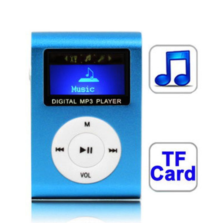 TF (Micro SD) Card Slot MP3 Player with LCD Screen, Metal Clip, Radio Function(Baby Blue) - Consumer Electronics by buy2fix | Online Shopping UK | buy2fix