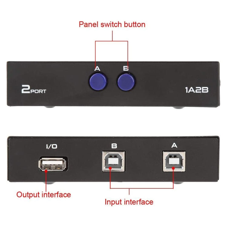 2 Port USB Data Switch(Black) - USB Adapter by buy2fix | Online Shopping UK | buy2fix