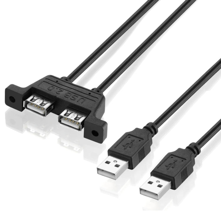 2 USB 2.0 Male to 2-port USB 2.0 Female with 2 Screw Holes Extension Cable, Length: 50cm - USB Cable by buy2fix | Online Shopping UK | buy2fix