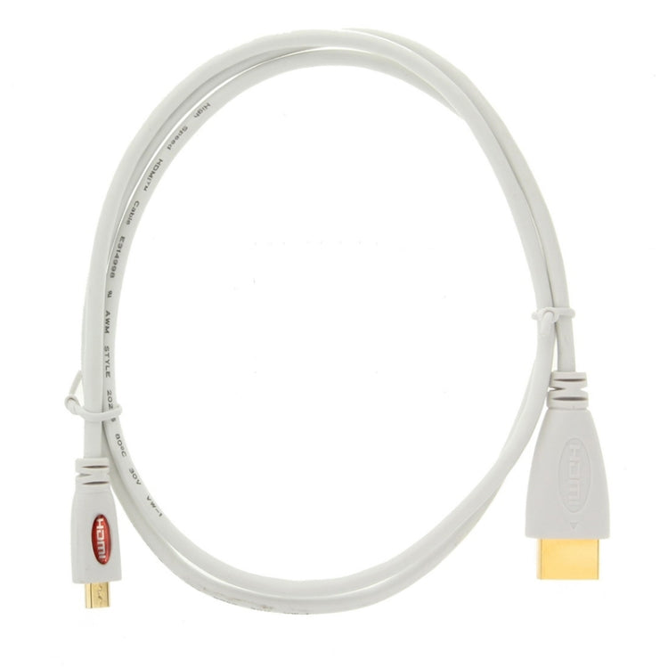 1m Gold Plated Micro HDMI Male to HDMI Male Cable, 1.4 Version(White)(White) - Cable by buy2fix | Online Shopping UK | buy2fix