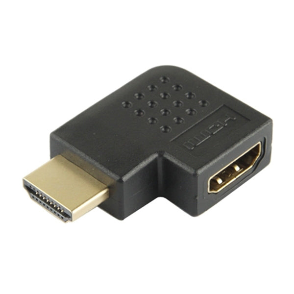 Gold Plated HDMI 19 Pin Male to HDMI 19 Pin Female Adaptor with 90 Degree Angle(Black) - Adapter by buy2fix | Online Shopping UK | buy2fix