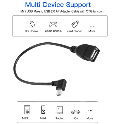 90 Degree Mini USB Male to USB 2.0 AF Adapter Cable with OTG Function, Length: 25cm - USB Cable by buy2fix | Online Shopping UK | buy2fix