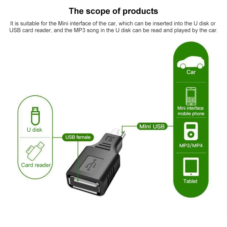 Mini USB Male to USB 2.0 Female Adapter with OTG Function(Black) - USB Adapter by buy2fix | Online Shopping UK | buy2fix