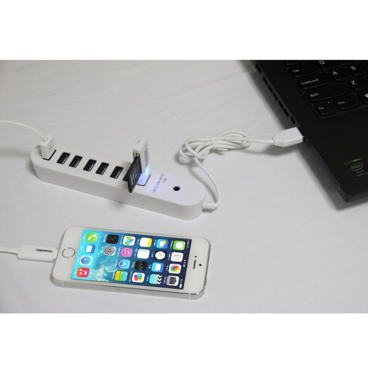 8 Ports USB 2.0 Portable Oval Hub, Length: 50cm(White) - USB 2.0 HUB by buy2fix | Online Shopping UK | buy2fix