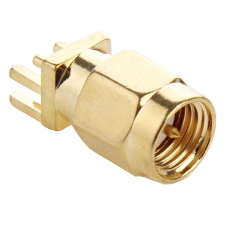 10 PCS Gold Plated SMA Male Jack Socket PCB Edge Mount Solder 0.62 inch RF Connector Adapter -  by buy2fix | Online Shopping UK | buy2fix