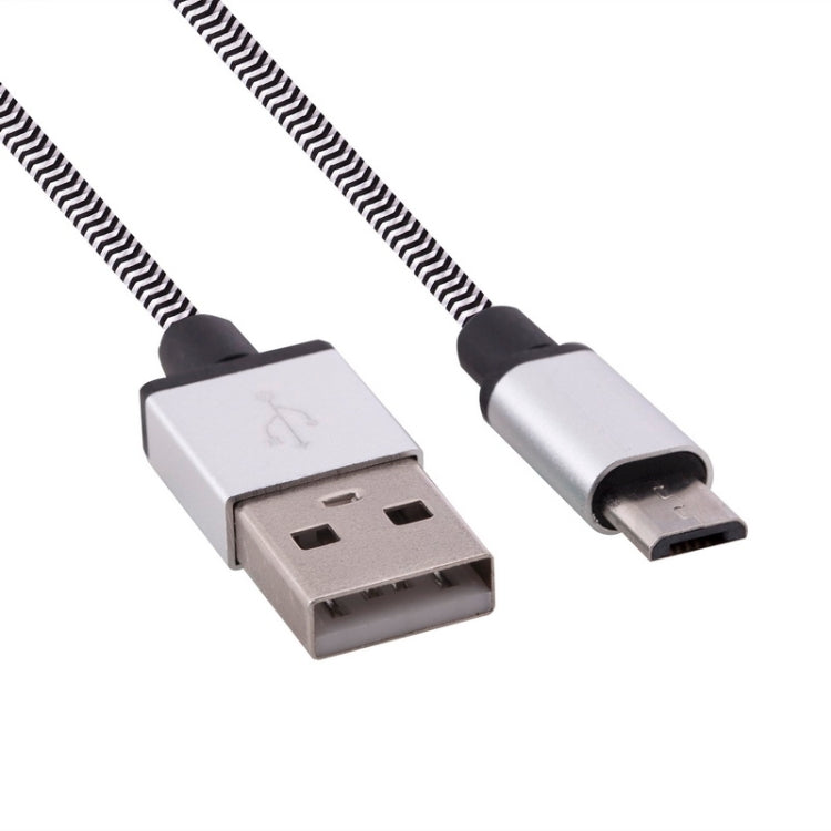 1m Woven Style Micro USB to USB 2.0 Data / Charger Cable, For Samsung, HTC, Sony, Lenovo, Huawei, and other Smartphones(Silver) - Micro USB Cable by buy2fix | Online Shopping UK | buy2fix