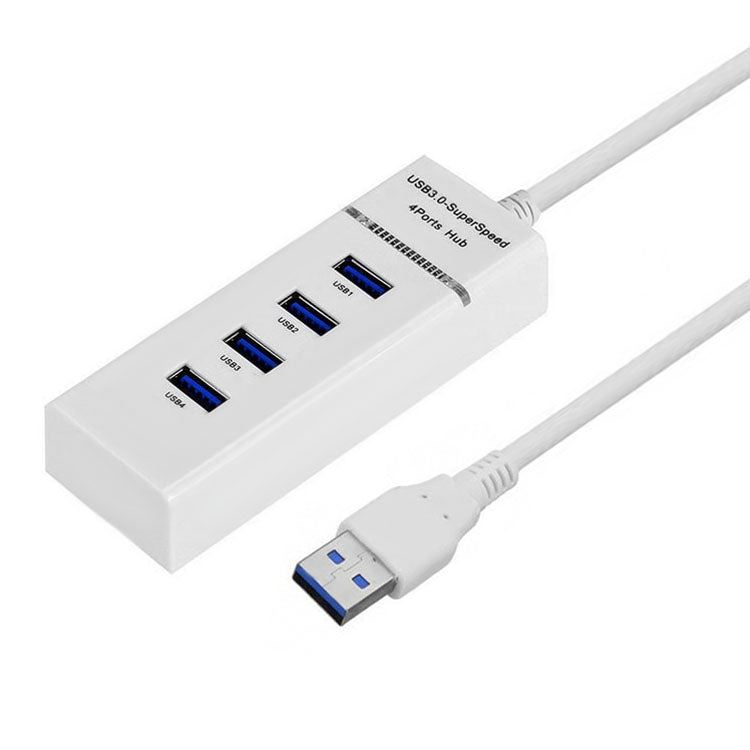 4 Ports USB 3.0 Hub Splitter with LED, Super Speed 5Gbps, BYL-P104(White) - USB 3.0 HUB by buy2fix | Online Shopping UK | buy2fix