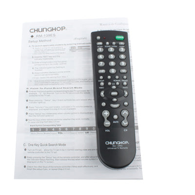 Chunghop Universal TV Remote Control (RM-139ES)(Black) - Consumer Electronics by CHUNGHOP | Online Shopping UK | buy2fix