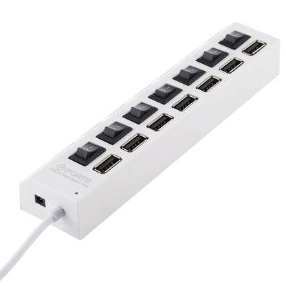 7 Ports USB Hub 2.0 USB Splitter High Speed 480Mbps with ON/OFF Switch / 7 LEDs(White) - USB 2.0 HUB by buy2fix | Online Shopping UK | buy2fix