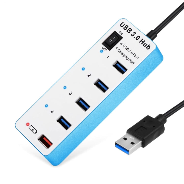 4 Ports USB 3.0 + 1 Port Fast Charging Hub with ON/OFF Switch (BYL-3011)(White) - USB 3.0 HUB by buy2fix | Online Shopping UK | buy2fix