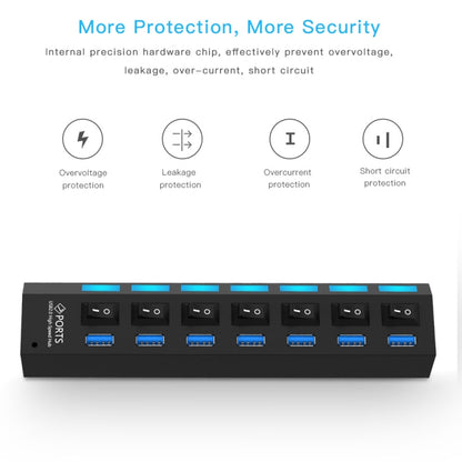 7 Ports USB 3.0 HUB, Super Speed 5Gbps, Plug and Play, Support 1TB(Black) - USB 3.0 HUB by buy2fix | Online Shopping UK | buy2fix