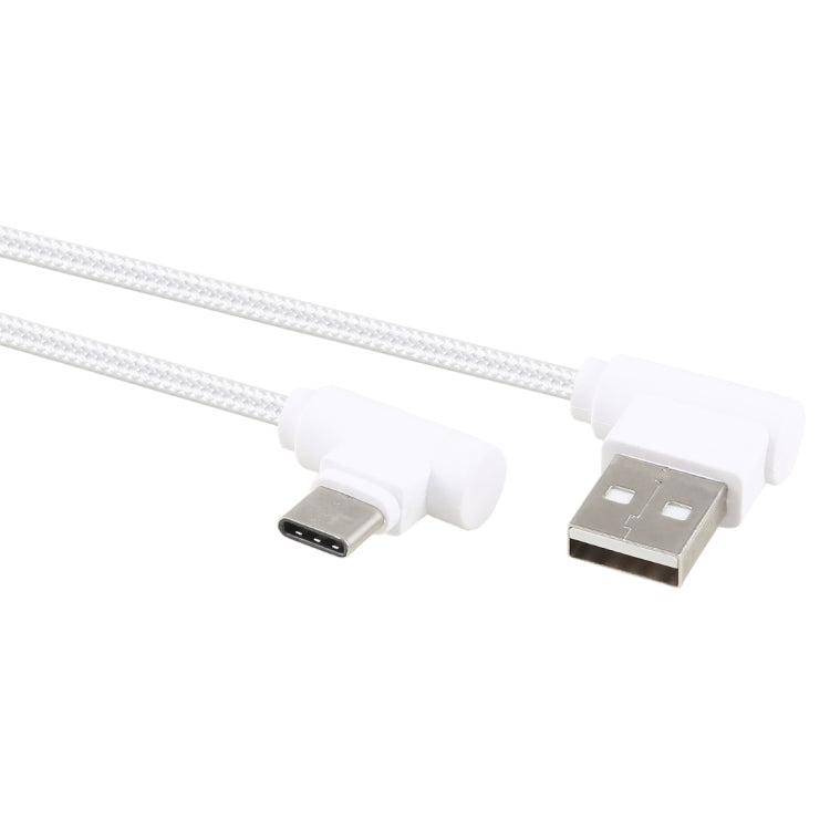 1.2m 2A 90 Copper Wires Woven Elbow USB-C / Type-C 3.1 to USB 2.0 Data / Charger Cable(White) - USB-C & Type-C Cable by buy2fix | Online Shopping UK | buy2fix