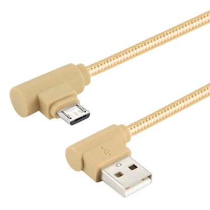 25cm USB to Micro USB Nylon Weave Style Double Elbow Charging Cable, For Samsung / Huawei / Xiaomi / Meizu / LG / HTC and Other Smartphones (Gold) - Micro USB Cable by buy2fix | Online Shopping UK | buy2fix