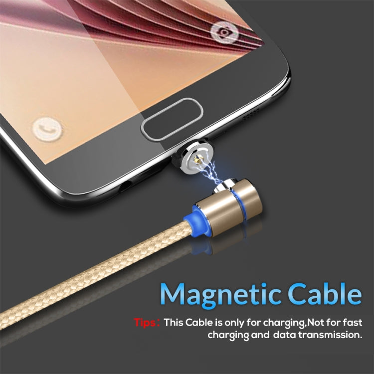 TOPK 1m 2.4A Max USB to Micro USB 90 Degree Elbow Magnetic Charging Cable with LED Indicator(Gold) - Mobile Accessories by TOPK | Online Shopping UK | buy2fix