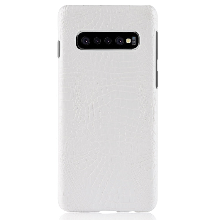 Shockproof Crocodile Texture PC + PU Case for Galaxy S10 5G (White) - Samsung Accessories by buy2fix | Online Shopping UK | buy2fix