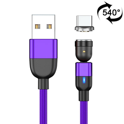 2m 3A Output USB to USB-C / Type-C 540 Degree Rotating Magnetic Data Sync Charging Cable (Purple) - Mobile Accessories by buy2fix | Online Shopping UK | buy2fix