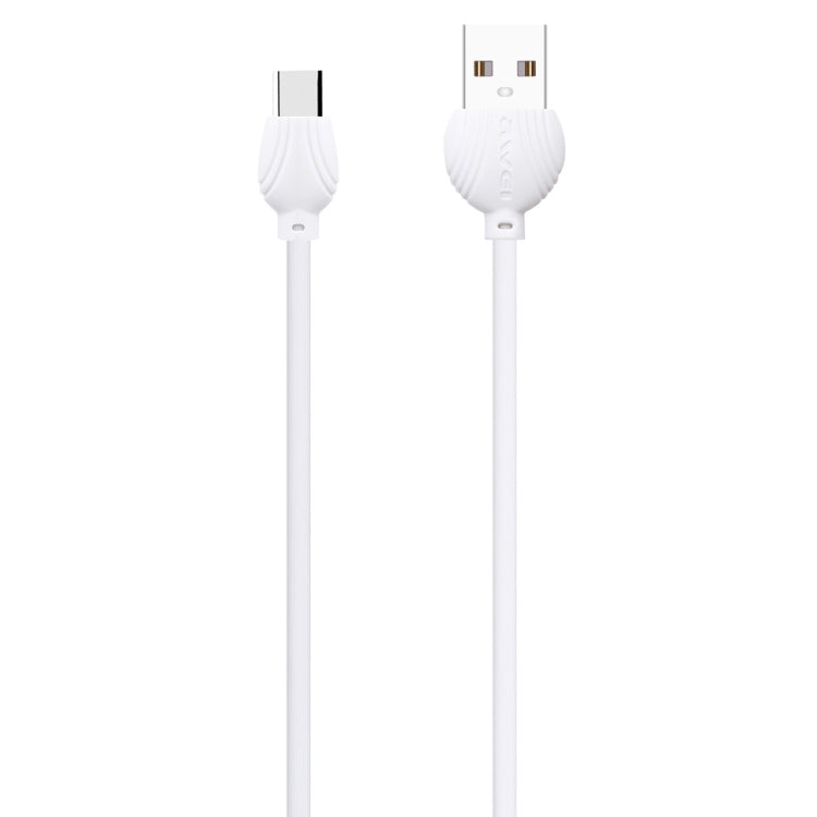 awei CL-62 2 in 1 2.5A USB-C / Type-C Charging + Transmission Aluminum Alloy Double-sided Insertion Data Cable, Length: 1m (White) - Micro USB Cable by awei | Online Shopping UK | buy2fix