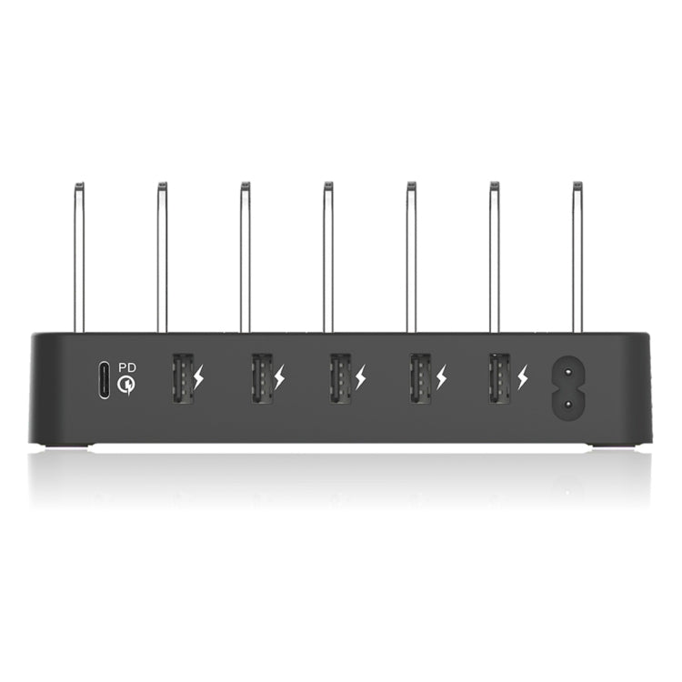 008PD Multi-function AC 100V~240V 6 Ports USB-C PD Detachable Charging Station Smart Charger, US/EU/UK/AU/Japanese Plug(Black) - Multifunction Charger by buy2fix | Online Shopping UK | buy2fix