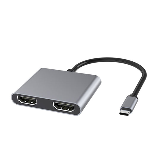 4 in 1 Multifunction USB-C / Type-C to PD USB-C / Type-C +USB 3.0+Dual HDMI HUB Docking Station (Grey) - Computer & Networking by buy2fix | Online Shopping UK | buy2fix