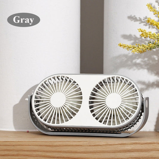 Small Bean Desktop Desktop Double Leaf Usb Mini Fan(Gray) - Consumer Electronics by buy2fix | Online Shopping UK | buy2fix