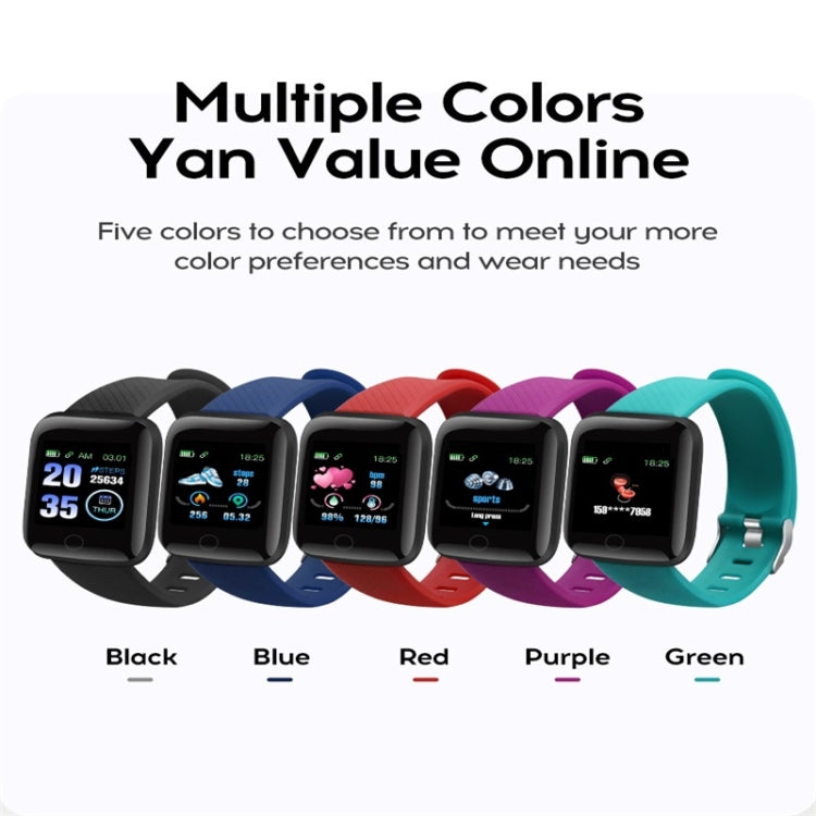 116plus 1.3 inch Color Screen Smart Bracelet IP67 Waterproof, Support Call Reminder/ Heart Rate Monitoring /Blood Pressure Monitoring/ Sleep Monitoring/Excessive Sitting Reminder/Blood Oxygen Monitoring(Purple) - Smart Wear by buy2fix | Online Shopping UK | buy2fix