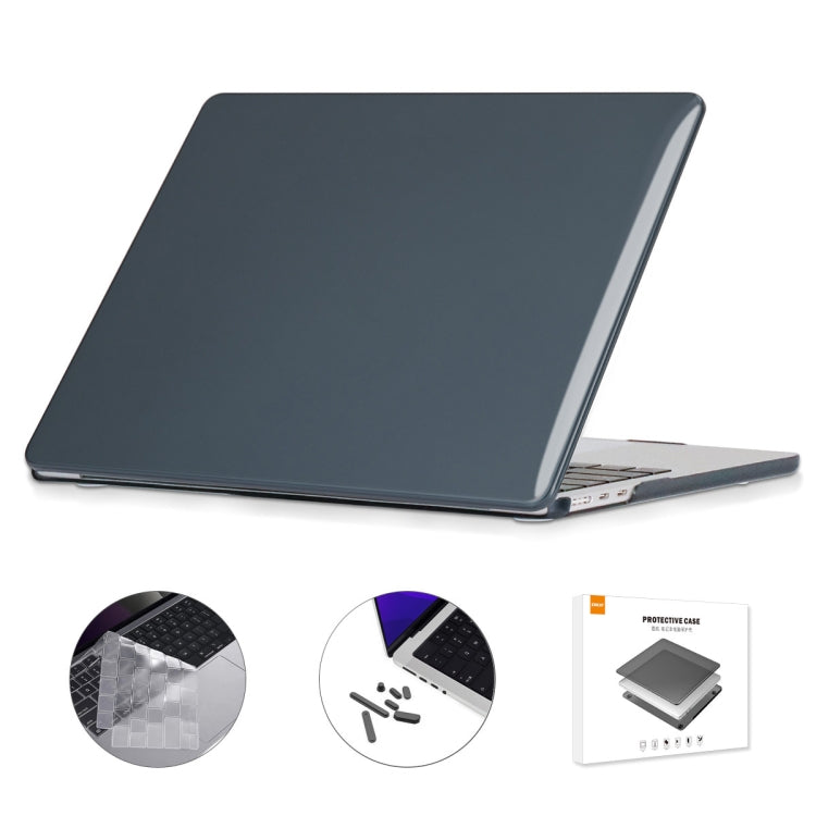 For MacBook Air 13.6 2022 A2681 US Version ENKAY 3 in 1 Crystal Laptop Case with TPU Keyboard Film / Anti-dust Plugs(Black) - MacBook Air Cases by ENKAY | Online Shopping UK | buy2fix