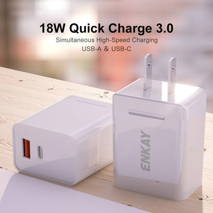 ENKAY Hat-Prince U033 18W 3A PD+QC 3.0 Fast Charging Travel Charger Power Adapter, US Plug - Apple Accessories by ENKAY | Online Shopping UK | buy2fix