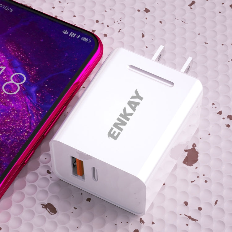 ENKAY Hat-Prince U033 18W 3A PD+QC 3.0 Fast Charging Travel Charger Power Adapter, US Plug - Apple Accessories by ENKAY | Online Shopping UK | buy2fix