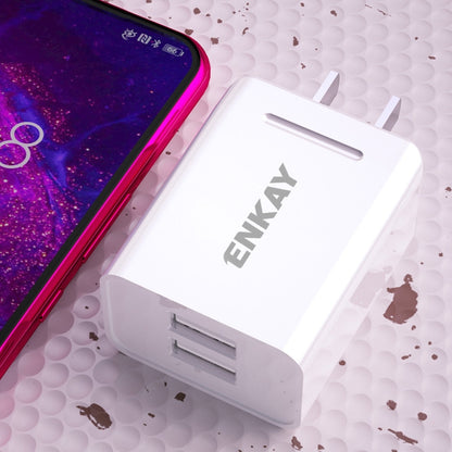 ENKAY Hat-Prince U008-1 10.5W 2.1A Dual USB Charging US Plug Travel Power Adapter With 2.1A 1m 8 Pin Cable - Mobile Accessories by ENKAY | Online Shopping UK | buy2fix