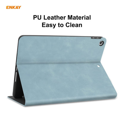 For iPad 10.2 2021 / 2020 / 2019 ENKAY ENK-8023 Cow Texture PU Leather + TPU Smart Case with Pen Slot(Sky Blue) - iPad 10.2 Cases by ENKAY | Online Shopping UK | buy2fix