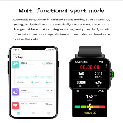 FM08 1.69 inch Color Screen Smart Watch IP67 Waterproof,Support Heart Rate Monitoring/Blood Pressure Monitoring/Blood Oxygen Monitoring/Sleep Monitoring(Black) - Smart Wear by buy2fix | Online Shopping UK | buy2fix