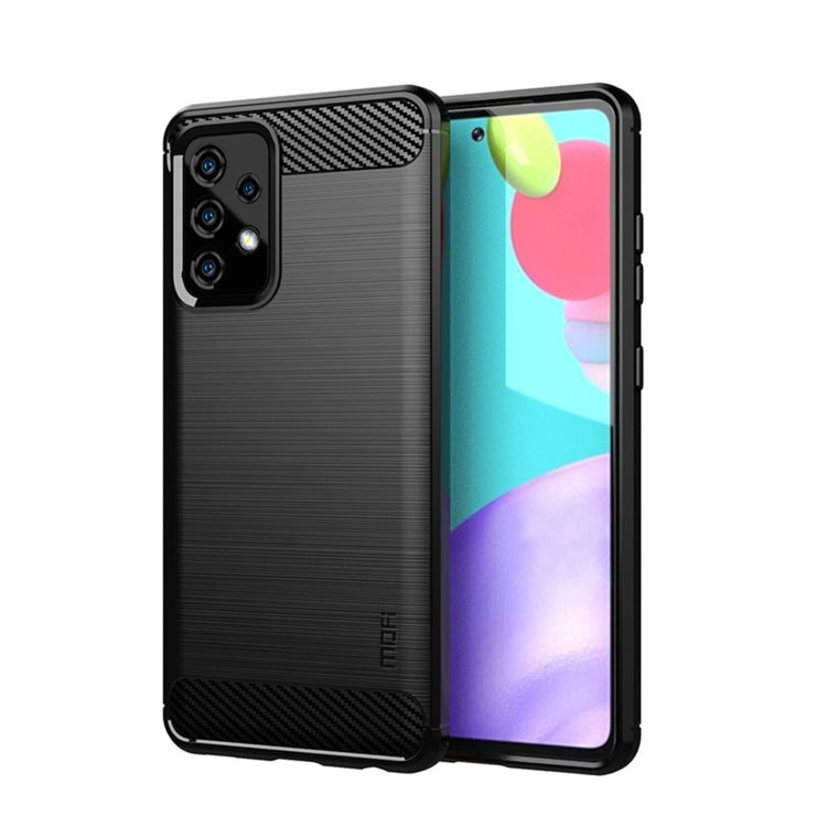 For Samsung Galaxy A52 5G/4G MOFI Gentleness Series Brushed Texture Carbon Fiber Soft TPU Case(Black) - Galaxy Phone Cases by MOFI | Online Shopping UK | buy2fix