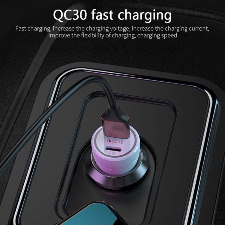 P21 PD 20W USB-C / Type-C + QC3.0 18W USB Fast Car Charger with USB-C / Type-C to USB-C / Type-C Data Cable Set(Black) - In Car by buy2fix | Online Shopping UK | buy2fix