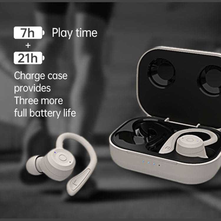 T20 TWS Bluetooth Hooks Wireless Sports Headphones with Charging Box IPX6 Waterproof Noise-cancelling Earphones(Black) - Bluetooth Earphone by buy2fix | Online Shopping UK | buy2fix