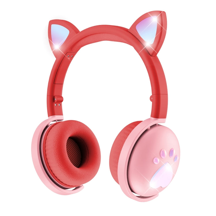 BK9 HiFi 7.1 Surround Sound Cat Claw Luminous Cat Ear Bluetooth Gaming Headset with Mic(Red) - Multimedia Headset by buy2fix | Online Shopping UK | buy2fix