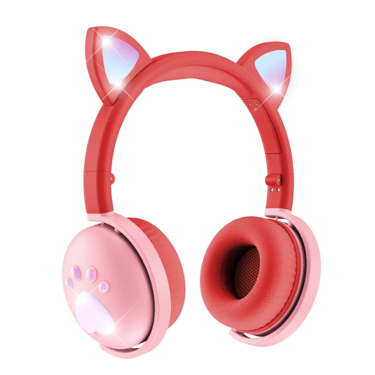 BK9 HiFi 7.1 Surround Sound Cat Claw Luminous Cat Ear Bluetooth Gaming Headset with Mic(Red) - Multimedia Headset by buy2fix | Online Shopping UK | buy2fix