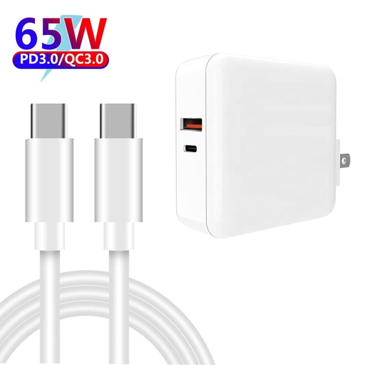 A6 65W QC 3.0 USB + PD USB-C / Type-C Dual Fast Charging Laptop Adapter + 2m USB-C / Type-C to USB-C / Type-C Data Cable Set for MacBook Series, US Plug + AU Plug - Cable & Adapter by buy2fix | Online Shopping UK | buy2fix