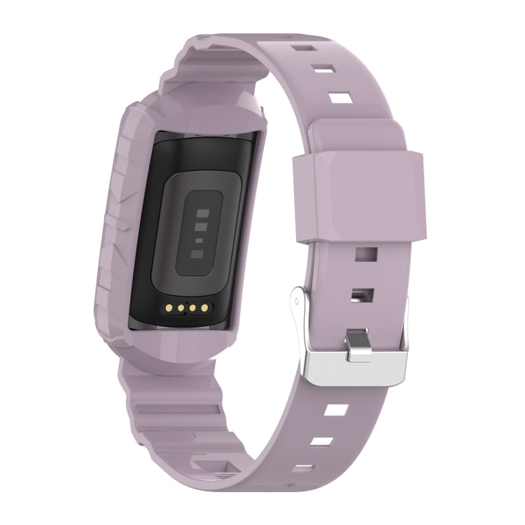 For Fitbit Charge 4 SE Silicone One Body Armor Watch Band(Light Purple) - Smart Wear by buy2fix | Online Shopping UK | buy2fix