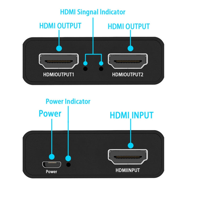 4K HDMI Splitter 1 in 2 Out (4K @ 60Hz) for Dual Monitors - Splitter by buy2fix | Online Shopping UK | buy2fix