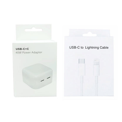 SDC-40W Dual PD USB-C / Type-C Ports Charger with 1m Type-C to 8 Pin Cable, AU Plug - Apple Accessories by buy2fix | Online Shopping UK | buy2fix