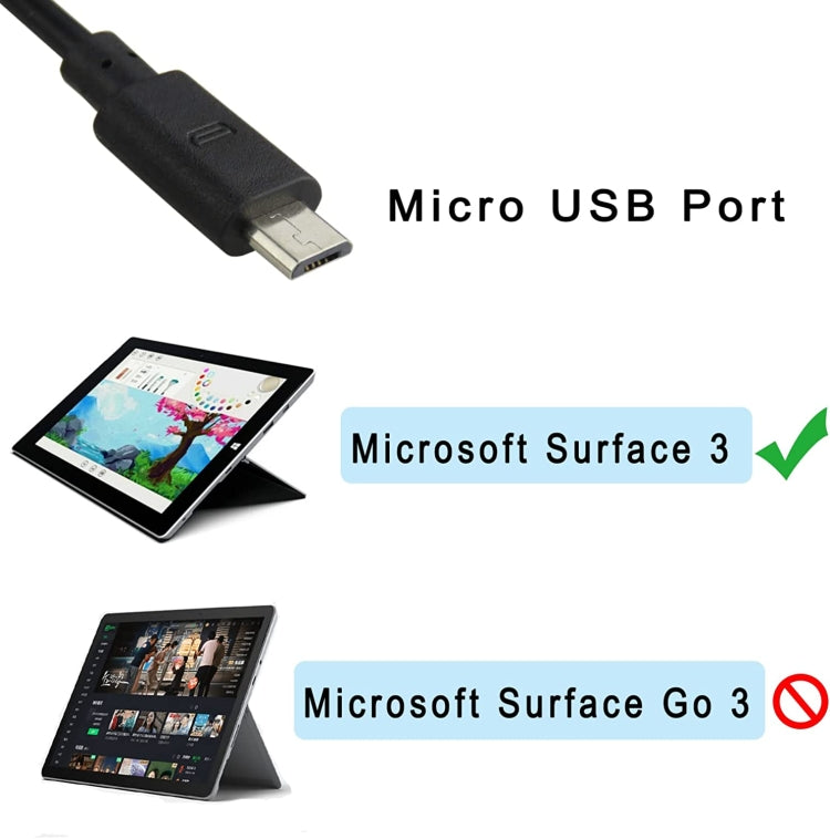 For Microsoft Surface3 1624 1645 Power Adapter 5.2v 2.5a 13W Android Port Charger, EU Plug - For Microsoft by buy2fix | Online Shopping UK | buy2fix