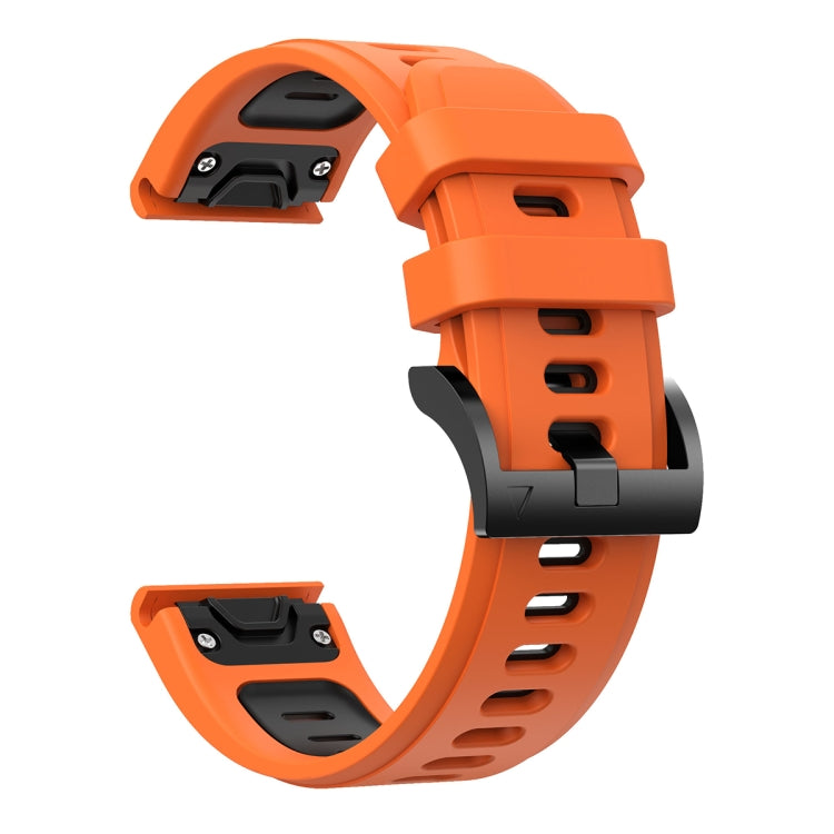 For Garmin Fenix 6 Sapphire GPS 22mm Two-Color Sports Silicone Watch Band(Orange+Black) - Watch Bands by buy2fix | Online Shopping UK | buy2fix