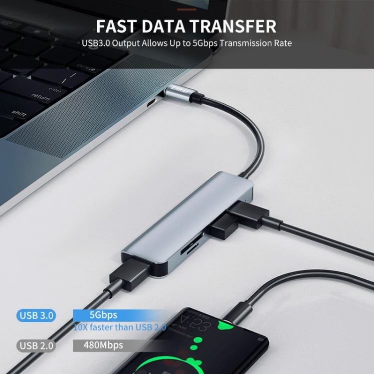 ENKAY Hat-Prince 5 in 1 Docking Station Adapter HUB SD/TF Card Reader, Interface:Type-C - Computer & Networking by ENKAY | Online Shopping UK | buy2fix