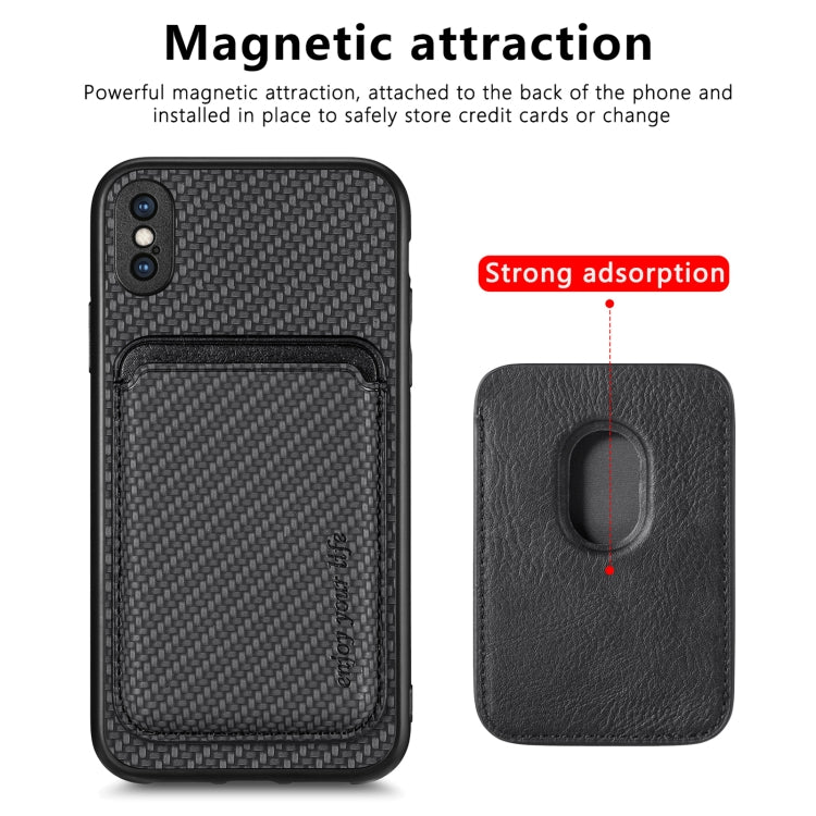 For iPhone X / XS Carbon Fiber Leather Card Magsafe Magnetic Phone Case(Black) - More iPhone Cases by buy2fix | Online Shopping UK | buy2fix