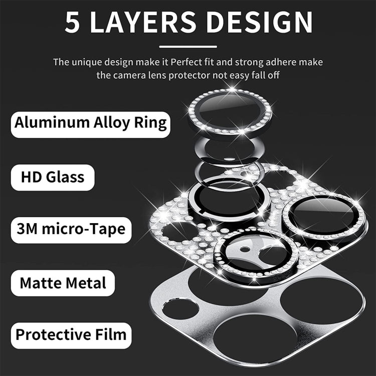 For iPhone 13 Pro / 13 Pro Max ENKAY Hat-Prince Blink Diamond Camera Lens Aluminium Alloy Tempered Glass Film(Dark Green) - iPhone 13 Pro Tempered Glass by ENKAY | Online Shopping UK | buy2fix