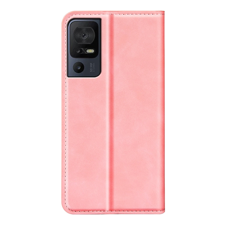 For TCL 40 SE Retro-skin  Magnetic Suction Leather Phone Case(Pink) - More Brand by buy2fix | Online Shopping UK | buy2fix