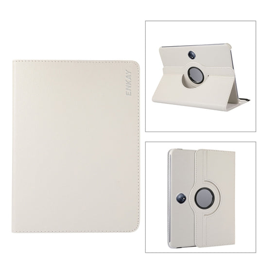 For OnePlus Pad / OPPO Pad 2 ENKAY 360 Degree Rotation Stand Litchi Leather Smart Tablet Case(White) - OPPO Cases by ENKAY | Online Shopping UK | buy2fix