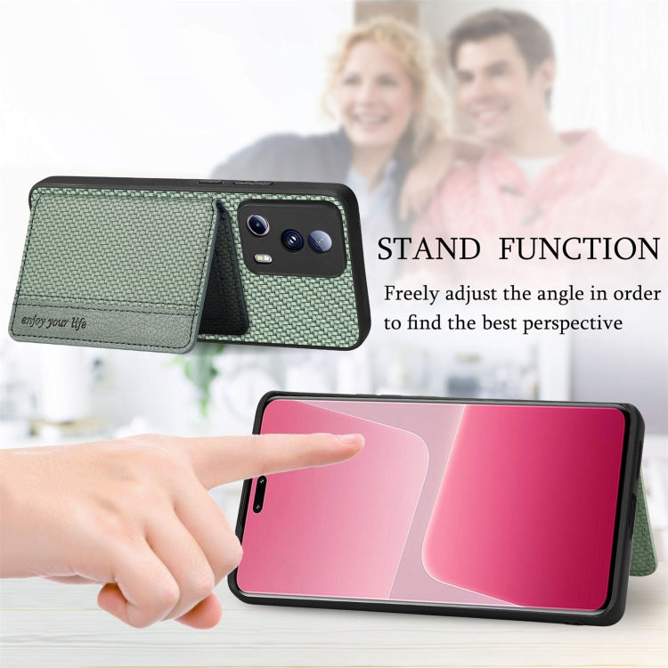 For Xiaomi 13 Lite Carbon Fiber Magnetic Card Bag Phone Case(Black) - 13 Lite Cases by buy2fix | Online Shopping UK | buy2fix