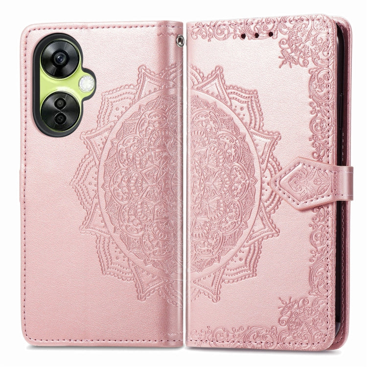 For OnePlus Nord CE 3 Lite Mandala Flower Embossed Leather Phone Case(Rose Gold) - OnePlus Cases by buy2fix | Online Shopping UK | buy2fix